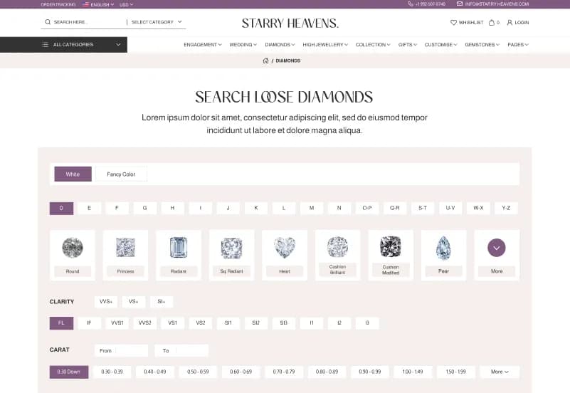 Starry Heavens — Jewelry eCommerce Figma Template gallery image 11