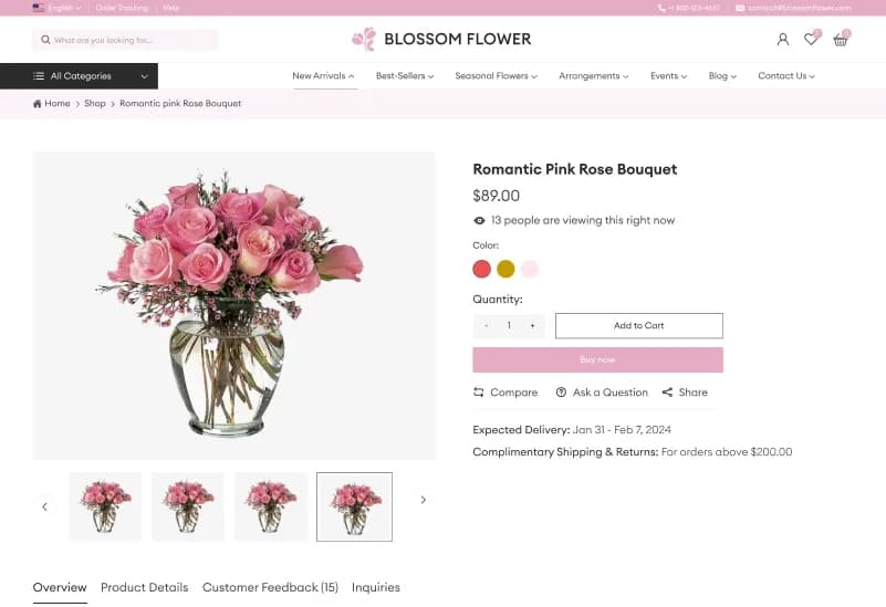 Blossom — Flower Shop eCommerce Figma Template gallery image 15