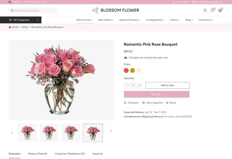 Blossom — Flower Shop eCommerce Figma Template gallery image 14