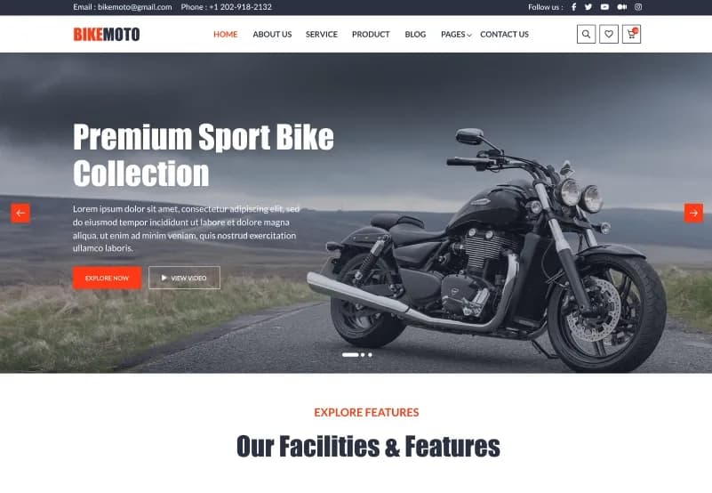 Bike Moto — Motorcycle Website Figma Template gallery image 1