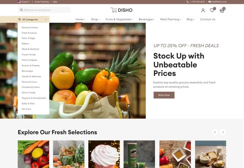 Disho — Food & Grocery eCommerce Figma Template gallery image 1