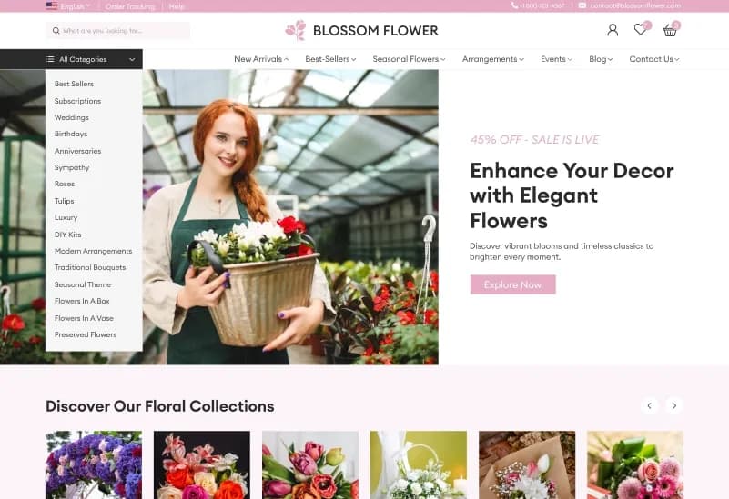 Blossom — Flower Shop eCommerce Figma Template gallery image 1