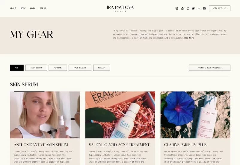 IRA Pavlova — Model Portfolio Figma Template gallery image 2