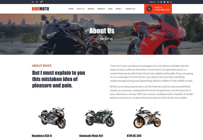 Bike Moto — Motorcycle Website Figma Template gallery image 2