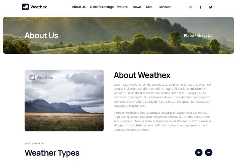 Weathex — Weather Website Figma Template gallery image 2