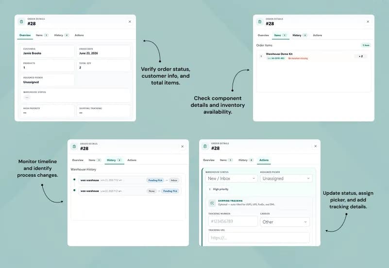 WooCommerce Warehouse Fulfillment Plugin — Kanban Order Board, Picker Assignment, Bin Locations & Staff Portal gallery image 3