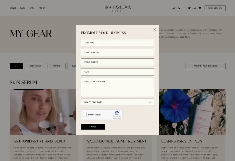 IRA Pavlova — Model Portfolio Figma Template gallery image 3