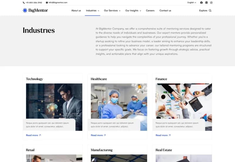 Bigmentor — Business & CMS Admin Dashboard Next.js Website Template gallery image 3