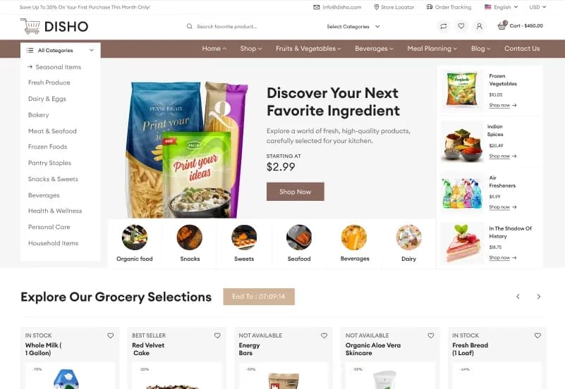 Disho — Food & Grocery eCommerce Figma Template gallery image 4