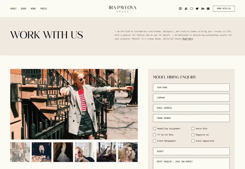 IRA Pavlova — Model Portfolio Figma Template gallery image 4
