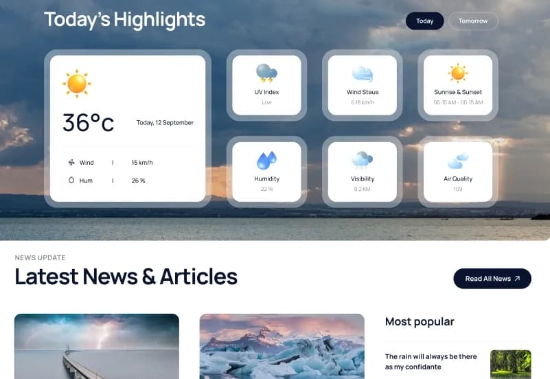 Weathex — Weather Website Figma Template gallery image 4