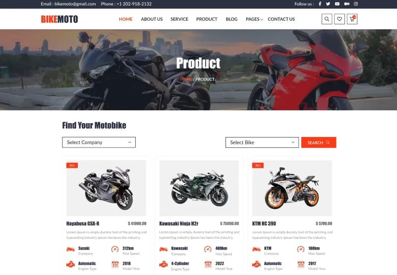 Bike Moto — Motorcycle Website Figma Template gallery image 5