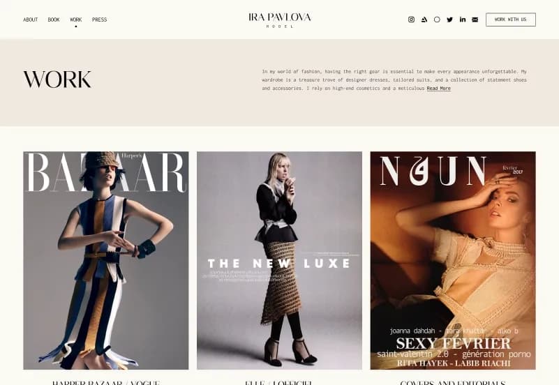 IRA Pavlova — Model Portfolio Figma Template gallery image 5