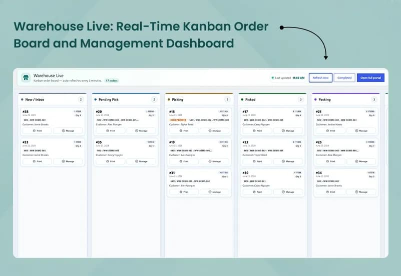 WooCommerce Warehouse Fulfillment Plugin — Kanban Order Board, Picker Assignment, Bin Locations & Staff Portal gallery image 6
