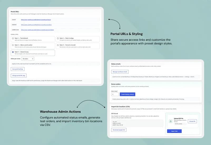 WooCommerce Warehouse Fulfillment Plugin — Kanban Order Board, Picker Assignment, Bin Locations & Staff Portal gallery image 7