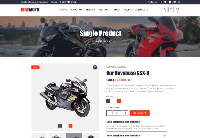 Bike Moto — Motorcycle Website Figma Template gallery image 6