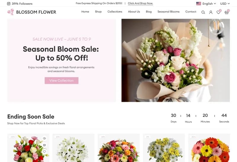 Blossom — Flower Shop eCommerce Figma Template gallery image 8