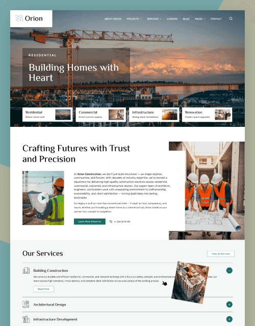 Orion — Construction Website Figma Template