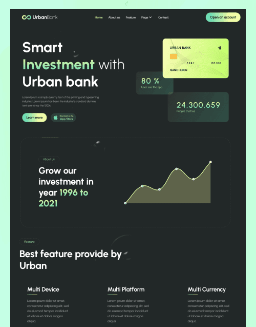 Urban Bank - Premium website template by WebbyCrown Solutions