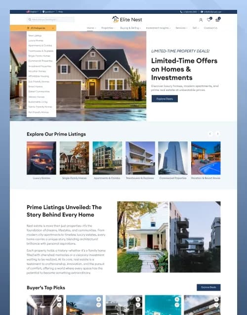Elite Nest - Premium website template by WebbyCrown Solutions