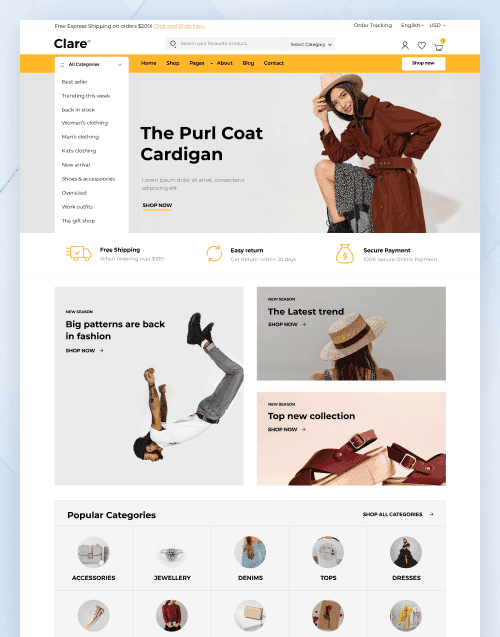 Clare – Fashion eCommerce HTML Template