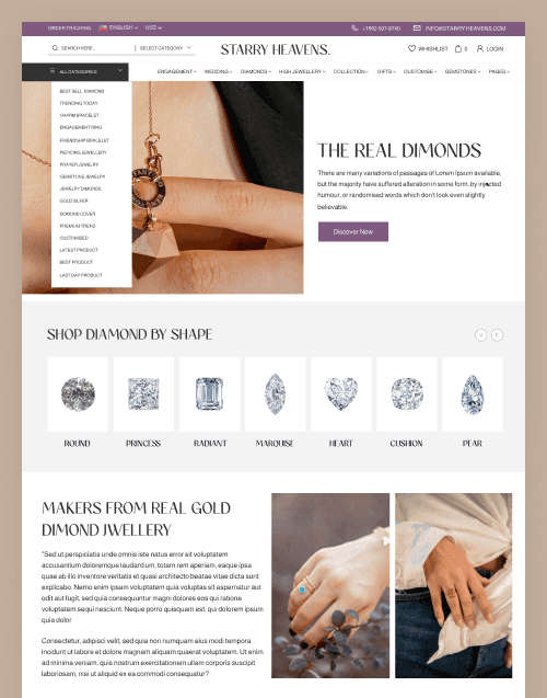 Starry Heavens — Jewelry Ecommerce Next.js Website Template