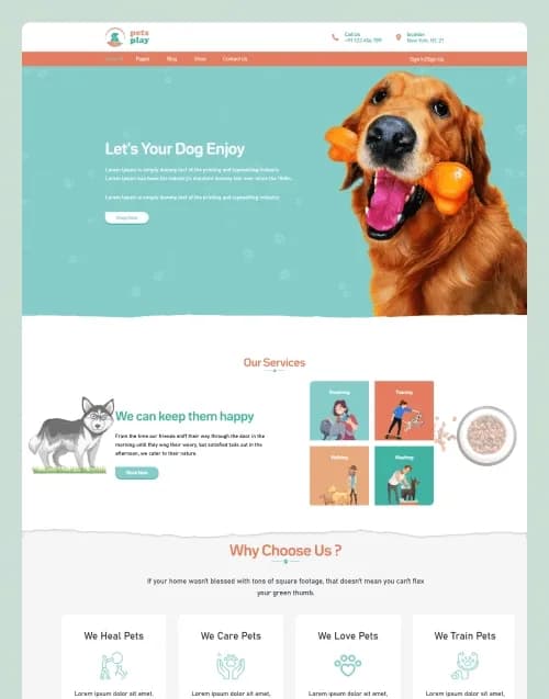 PetsPlay - Premium website template by WebbyCrown Solutions