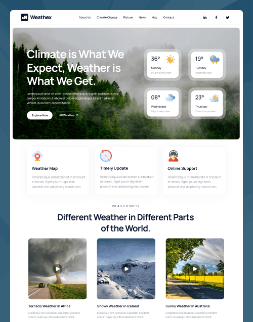 Weathex - Premium website template by WebbyCrown Solutions
