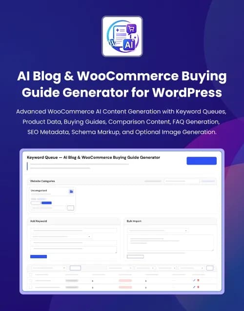 AI Blog & WooCommerce Buying Guide Generator - Premium website template by WebbyCrown Solutions