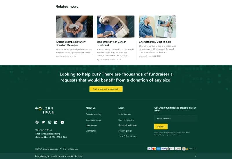 GoLife Span — Next.js Charity, Donation & Medical Crowdfunding CMS Template gallery image 13