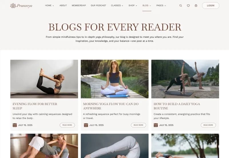 Pranavya Yoga — Next.js JSON Yoga Studio Website Template gallery image 11