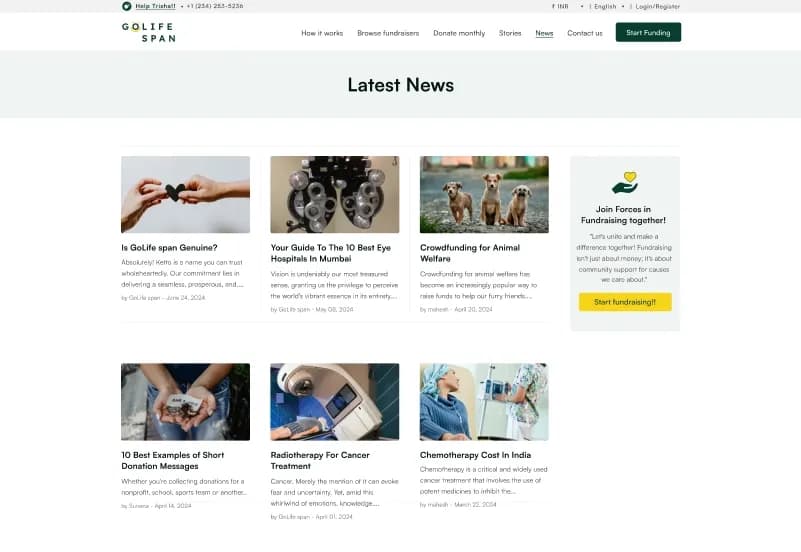 GoLife Span — Next.js Charity, Donation & Medical Crowdfunding CMS Template gallery image 5