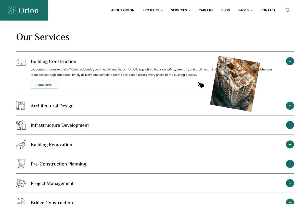 Orion — Construction & Architecture Website Template for Astro gallery image 13
