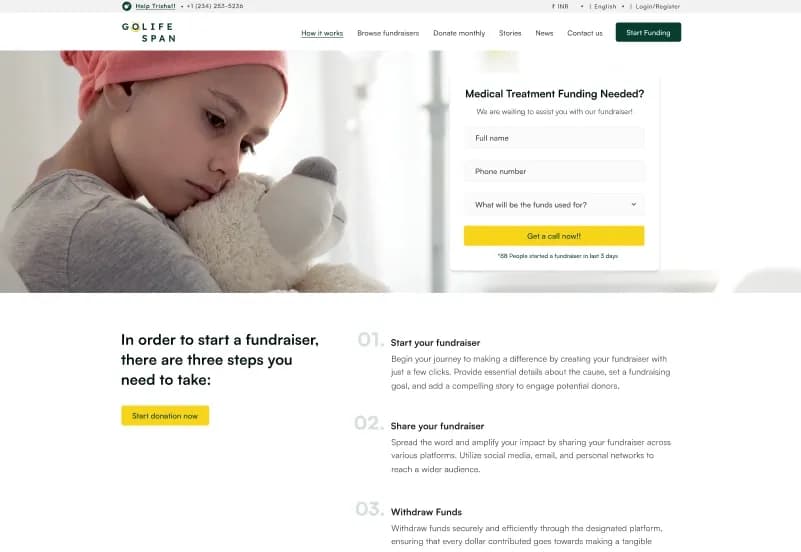 GoLife Span — Next.js Charity, Donation & Medical Crowdfunding CMS Template gallery image 4