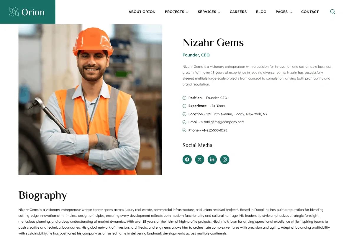 Orion — Construction & Architecture Website Template for Astro gallery image 14