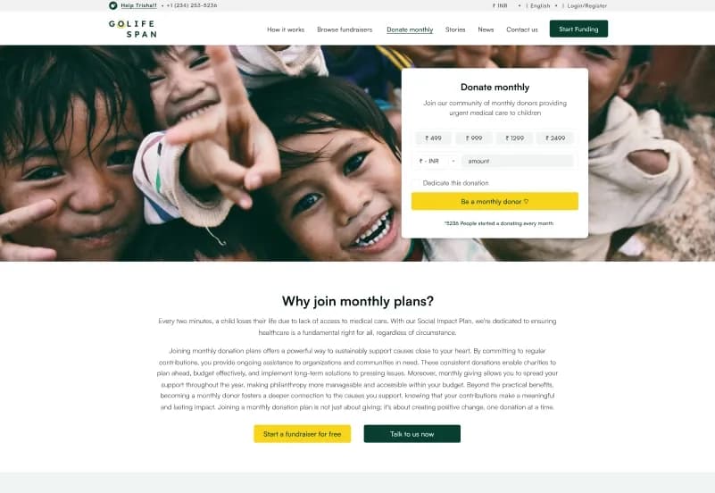 GoLife Span — Next.js Charity, Donation & Medical Crowdfunding CMS Template gallery image 3