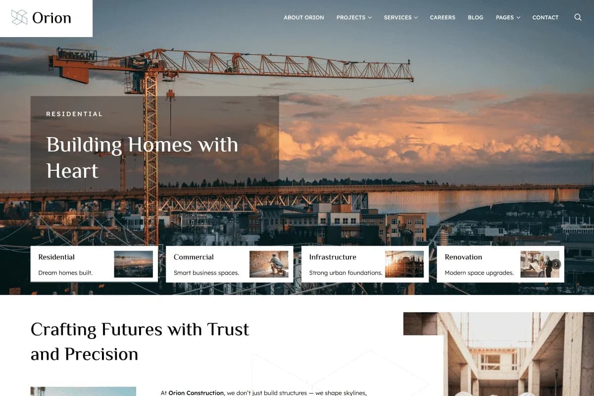 Orion — Construction & Architecture Website Template for Astro