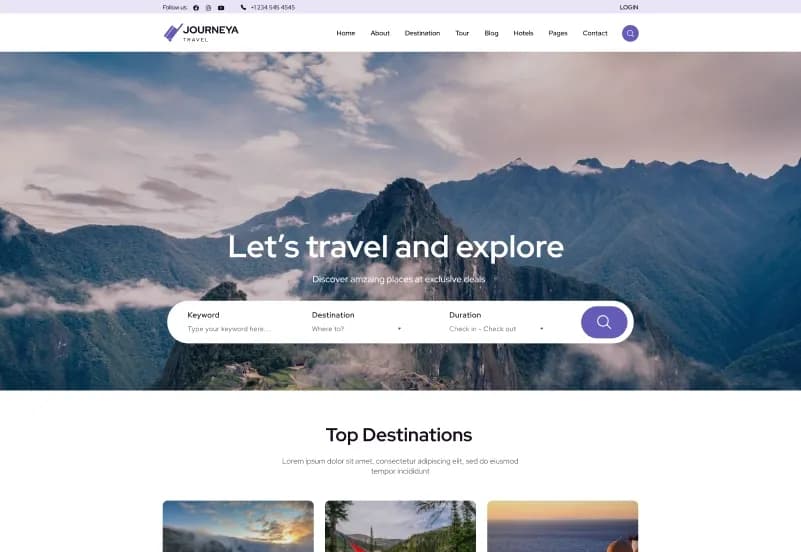 Journea – Dynamic Travel CMS Website Template gallery image 1