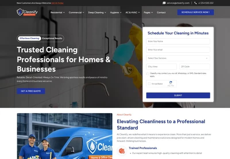 Cleanify — Cleaning Service Figma Template gallery image 1
