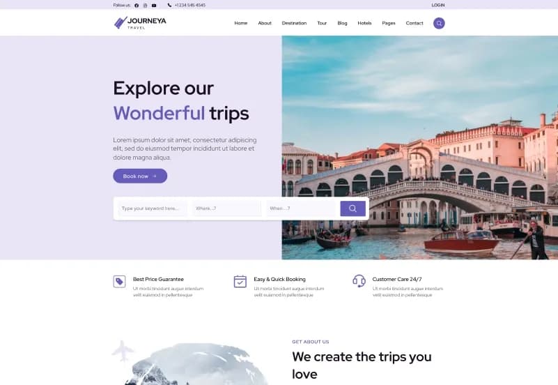 Journea – Dynamic Travel CMS Website Template gallery image 2