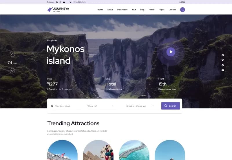 Journea – Dynamic Travel CMS Website Template gallery image 3