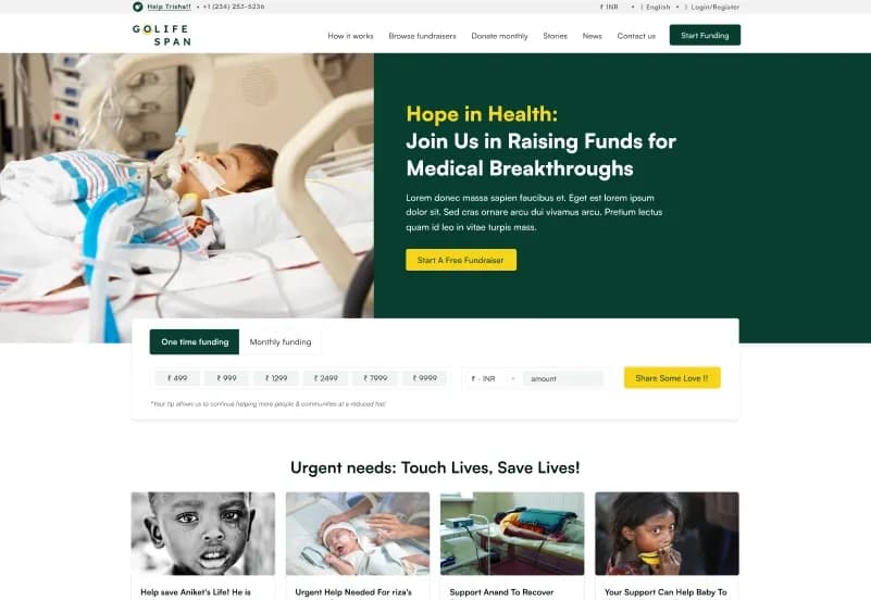 GoLife Span — Next.js Charity, Donation & Medical Crowdfunding CMS Template gallery image 1