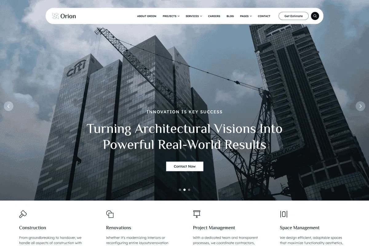 Orion — Construction & Architecture Website Template for Astro gallery image 3