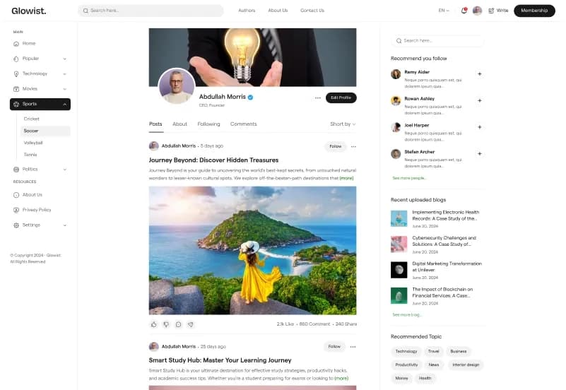 Glowist — Blog & Magazine Statamic Starter Kit gallery image 6