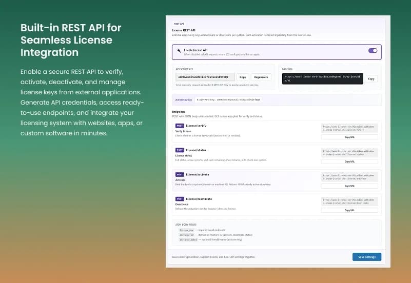 WooCommerce License Verification Plugin — License Keys, Activation API & Customer License Management gallery image 6