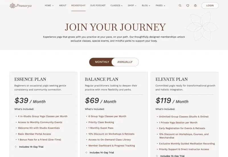 Pranavya Yoga — Next.js JSON Yoga Studio Website Template gallery image 6