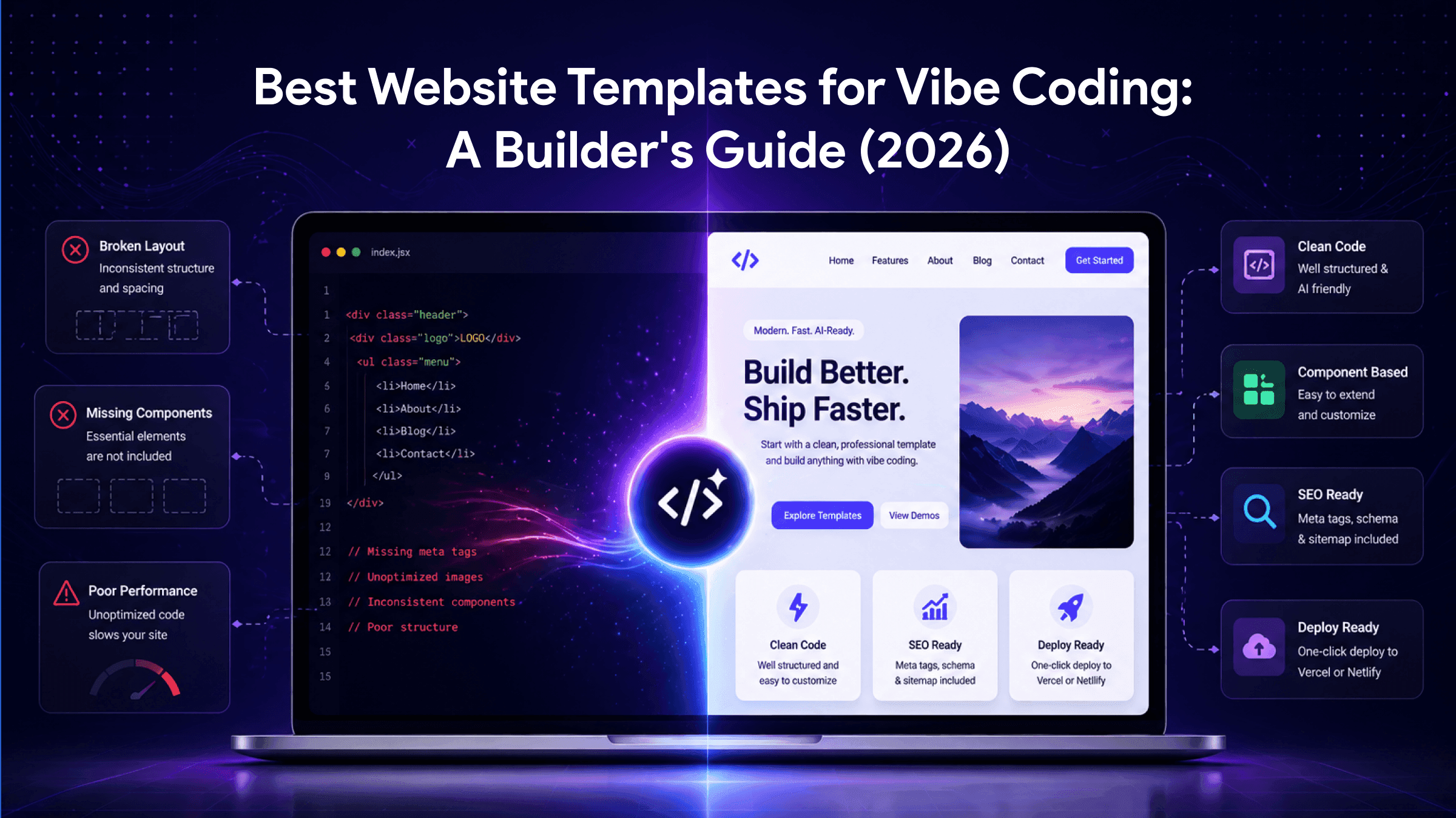 Best Website Templates for Vibe Coding: A Builder's Guide (2026) - Blog post by WebbyCrown Solutions