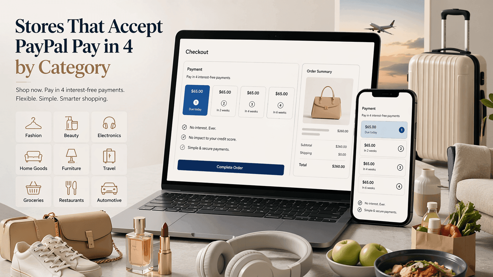 Discover where PayPal Pay in 4 may be available across fashion, electronics, beauty, furniture, travel, and more, plus how to check eligibility at checkout.