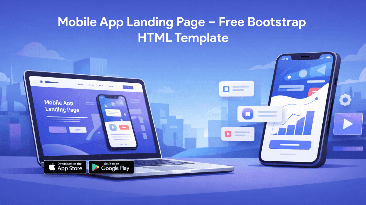 Mobile App Landing Page – Free Bootstrap HTML Template featured image