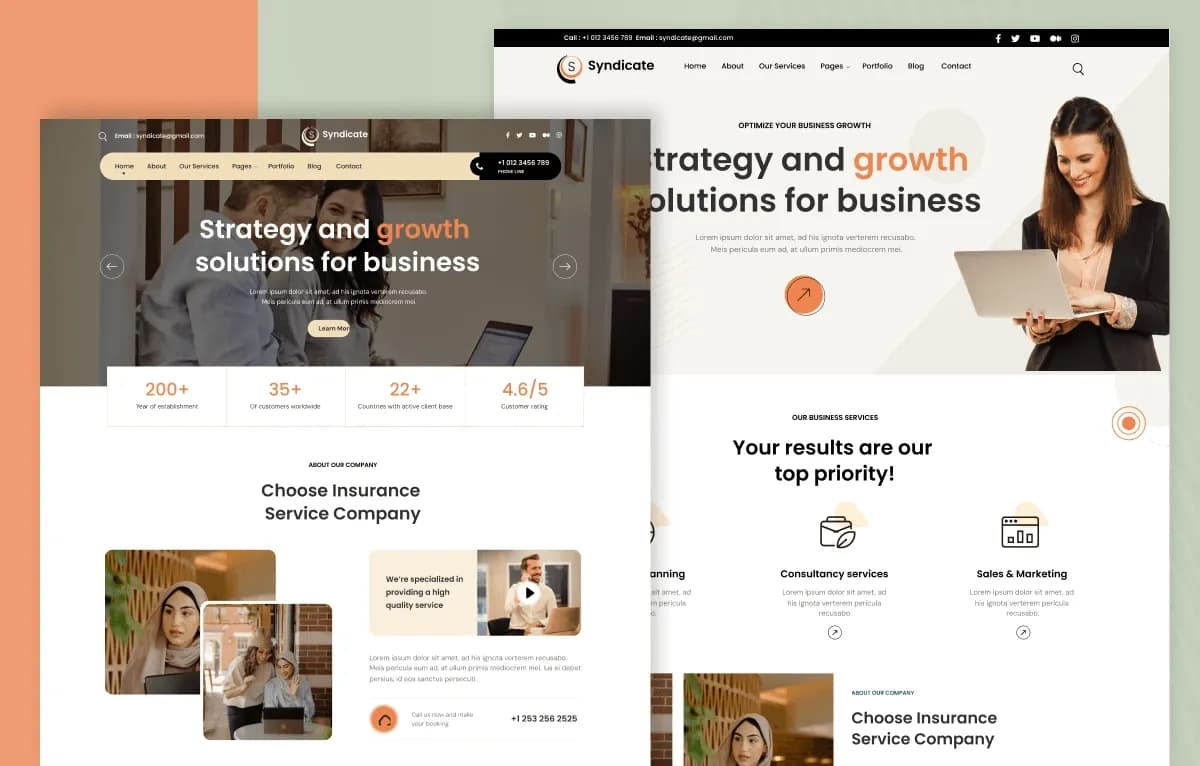 Syndicate — Business Advisory Next.js + CMS Admin Dashboard Website Template